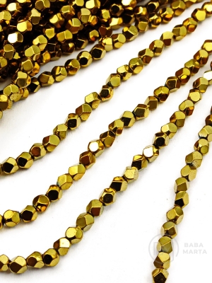 Hematit fațetat 4mm color aurie gaură 1mm 40cm ~100buc 1 brad 353589