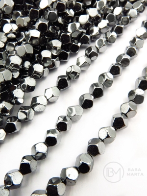 Hematit fațetat 6mm color argintie gaură 1.5mm 40cm ~67buc 1 brad 353592