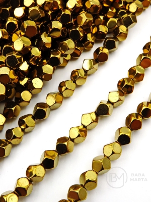 Hematit fațetat 6mm color aurie gaură 1.5mm 40cm ~67buc 1 brad 353594