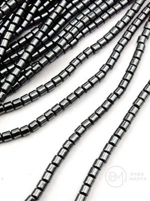 Hematit cilindric 3x3mm gaură 1mm 40cm ~125 buc 1 brad 353606