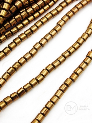 Hematit cilindric 3x3mm culoare bronz gaura 1mm 40cm ~125 buc 1 brad 353610