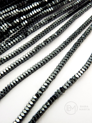 Hematit 2x1.2mm gaură 0.8mm 40cm ~310 bucăți 1 brad 353616
