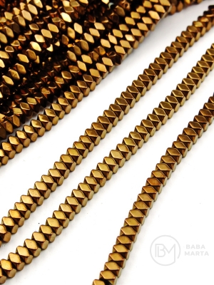 Hematit 3x2mm culoare bronz gaură 1mm 40cm ~190 buc 1 brad 353625