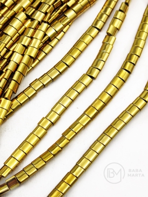 Hematit auriu 4x3x2mm gaură 0.7mm 40cm ~85buc 1 brad 353629