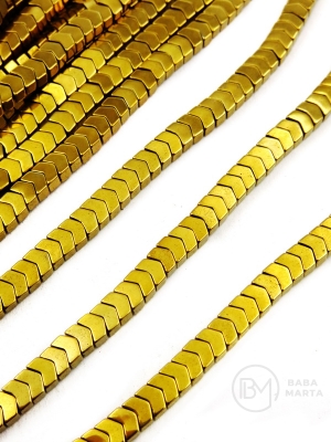 Hematit auriu 4x2mm gaură 0.8mm 40cm ~185 buc 1 brad