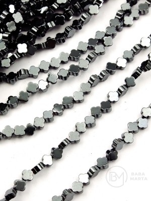 Hematit 4x4x2mm gaură de floare 0.8mm 40cm ~100buc 1 brad 353641