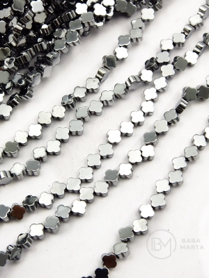 Hematit floare 4x4x2mm color argintie gaură 0.8mm 40cm ~100buc 1 brad 353642