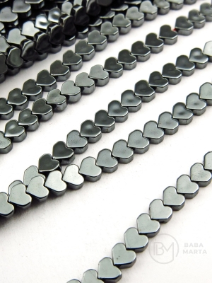 Hematit 4x4x2mm gaură de inimă 0.6mm 40cm ~150 buc 1 brad 353651