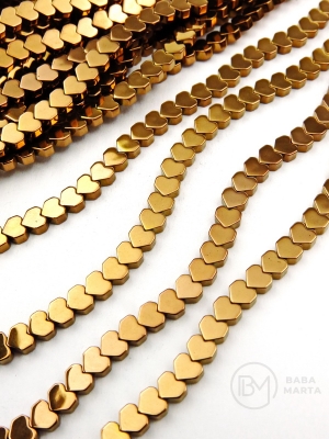 Hematit 4x4x2mm inimă culoare bronz gaură 0.6mm 40cm ~150 pcs 1 brad