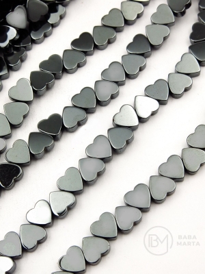 Hematit 6x6x2mm gaură de inimă 1mm 40cm ~65buc 1 brad 353656