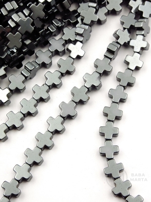 Hematit 6x6x3mm gaură transversală 1mm 40cm ~65buc 1 brad 353661