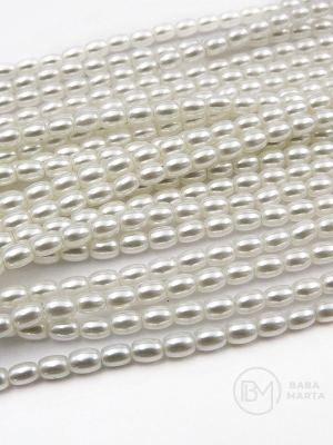 Perlă Majorca 4.3x3mm albă 40cm ~92 buc 1 șir 355041