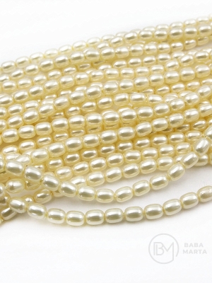 Perlă Majorca 4.3x3mm ecru 40cm ~92 buc 1 șir 355042