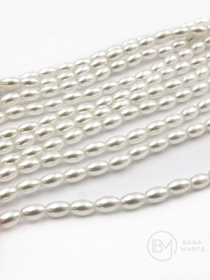 Perlă Mallorca 6x3mm albă 40cm ~67 buc 1 șir 355086