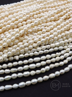 Perlă ~5x~3.8mm naturală ~34cm ~68buc 1 șir 355212