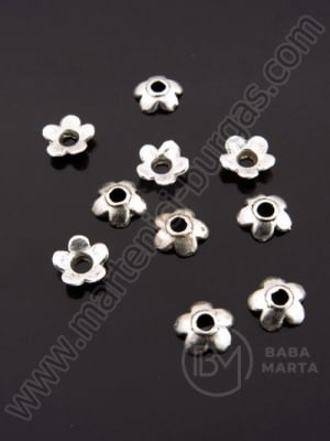 Mărgele florale metallice 6,5 mm, culoare argintie, 50 buc. 308230