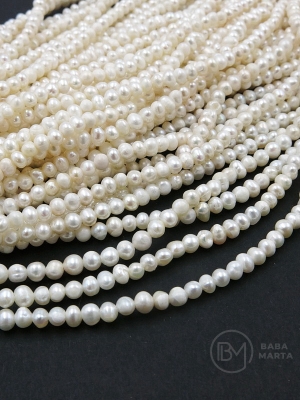Perlă naturală ~4.2x~3.5mm albă ~35cm ~120 buc 1 şir 355402