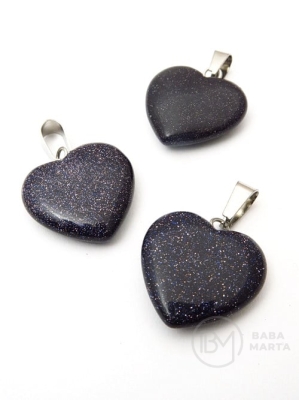Pandantiv inimă 20x20mm Aventurină albastră 355447