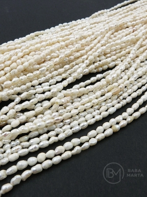 Perlă naturală ~3.7x~3mm albă ~35cm ~95buc 1 șir 355471