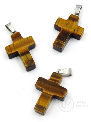 Pandantiv cruce 25x18mm Ochi de tigru 355686