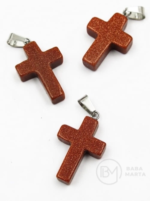 Pandantiv cruce 25x18mm Piatră Solară 355688