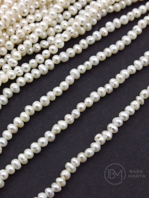 Perlă naturală ~3.5x~3mm albă ~35cm ~120 buc 1 șir 355802
