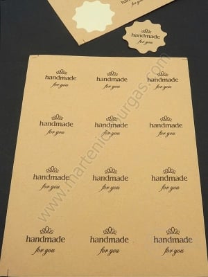 Autocolant autoadeziv FĂCUT MANUAL 39mm 12 bucăți pe foaie 1 pachet 5 coli 175126