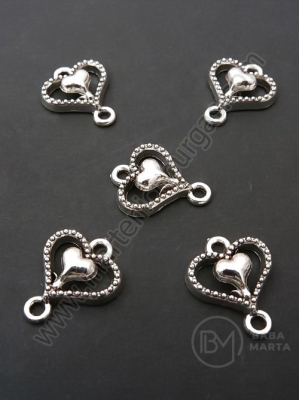 Element de conectare inimă 15.5x13mm color argintie 1 pachet 20 buc 306360