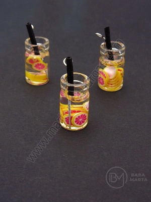 Pandantiv borcan de sticla 18x10mm cu cocktail de fructe 1 pachet 2 bucati 335474