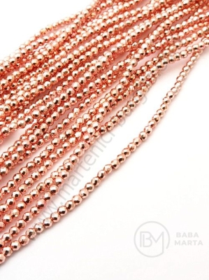 Mărgele de hematit fațetate, culoare auriu-roz, nemagnetice, 2mm, 40cm, ~200 buc. 1 buc. 352373
