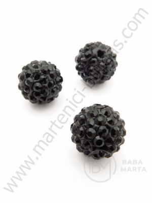 Mărgele Shamballa cu cristale 12mm negre 1 buc 308189