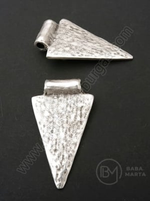 Pandantiv metalic 45x27mm culoare argintie gaură 3mm 1 buc 307724