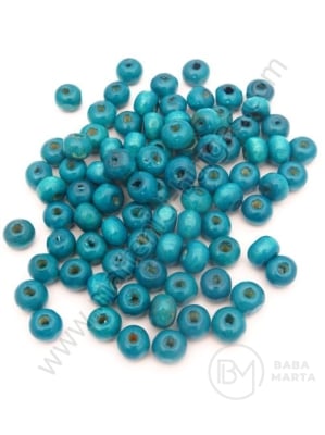 Bilă de lemn 6x4~5mm gaură albastră 2mm 1 paquet 40g ~550 buc 321244