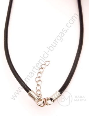 Colier din piele naturală 2mm negru lungime 45cm 1 buc 291042