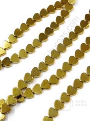 Inimă de hematit 6x6x2mm culoare aurie gaură 1mm ~72 buc ~40cm 1 buc 353183