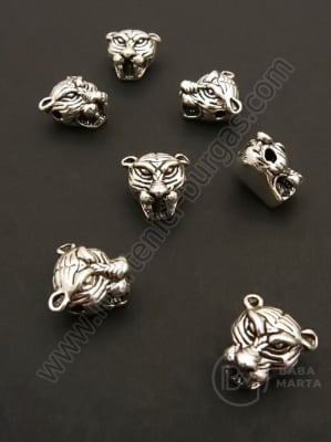 Mărgele metallice tigru 12x8x12mm argintiu 1 pachet 3 buc 306486
