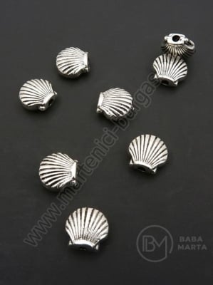 Mărgele metalice vârf scoică 8x8x3.5mm, culoare argintie, 1 pachet, 10 buc. 306533