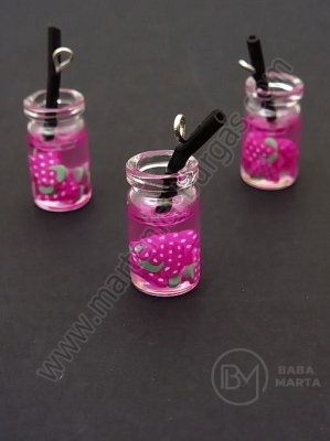Pandantiv borcan de sticla 18x10mm cu cocktail de fructe 1 pachet 2 bucati 335480