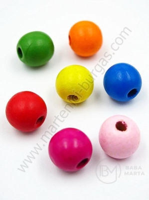 Bilă de lemn 14x13mm colorată gaură 4mm 1 paquet 40g ~45 buc 321325