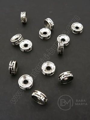 Margele metallice 7.5x3mm culoare argintie gaură 2mm 1 pachet 30 buc 308366
