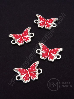 Element de legătură fluture metalic cu cristal 18x12mm 1 pachet 5 buc 304064