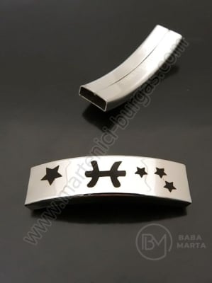Placă zodiacală Pești OȚEL 40x12mm hole 10x3mm 1 buc 305645