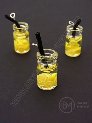 Pandantiv borcan de sticla 18x10mm cu cocktail de fructe 1 pachet 2 bucati 335473