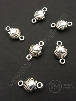 Conector vârf scoică 15x8.5mm culoare argintie 1 pachet 10 buc 306517