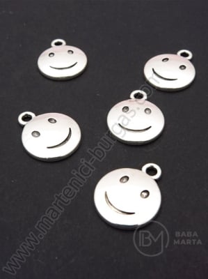 Pandantiv zâmbet metalic 20x17mm culoare argintie 1 pachet 10 buc 306224