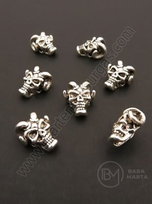 Mărgele craniu cu coarne 12x7x15mm argintiu 1 pachet 5 buc 306477