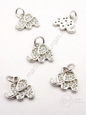 Pandantiv elefant 10x11x2mm alamă cu zirconii forjat 1 bucată 305337