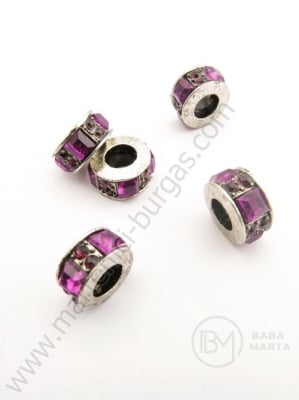 Mărgele metalice cristal 11x6mm, gaură 5mm, 1 buc. 309429