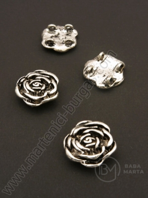 Roz metalic 19x21x4mm argintiu (4 găuri x2.5mm) 4 buc 308614