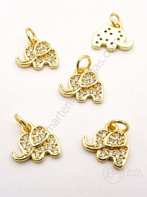 Pandantiv elefant 10x11x2mm alamă cu zirconii forjat 1 bucată 305338